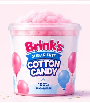 Brink's Sugar Free Cotton Candy bucket — 100% sugar free